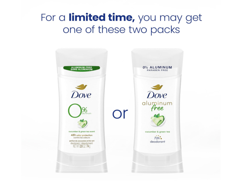 Dove Deodorant Stick, Cucumber & Green Tea, 2.6 oz/74 g, Pack Of 4