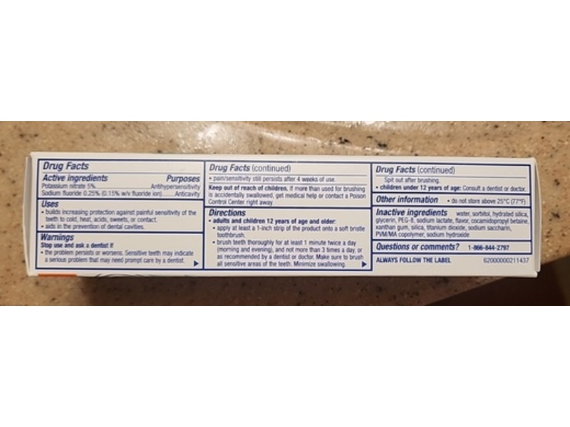 Sensodyne Pronamel Clinical Enamel Strength Toothpaste, Whitening Action, 2.3 oz/65.2 g