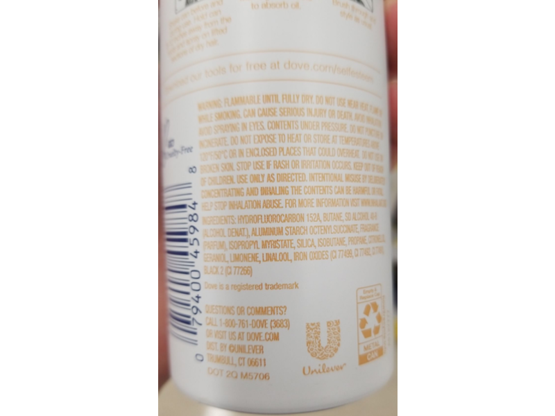Dove Care Between Washes Dry Shampoo, Brunette, 5 oz/141 g