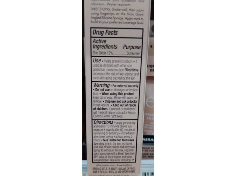 e.l.f. Cosmetics Halo Glow Skin Tinted Moisturizer, SPF 50, 3 Fair Cool, 1 fl oz/30 mL