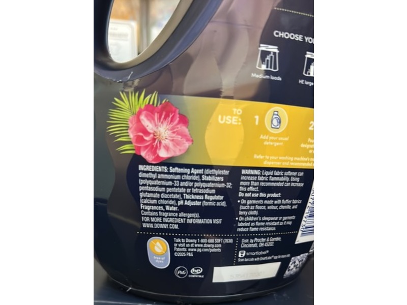 Downy Ultra Soft + Fresh Fabric Softener, Joyful Island Hibiscus & Mango, 64 fl oz/1.92 L, 96 Loads