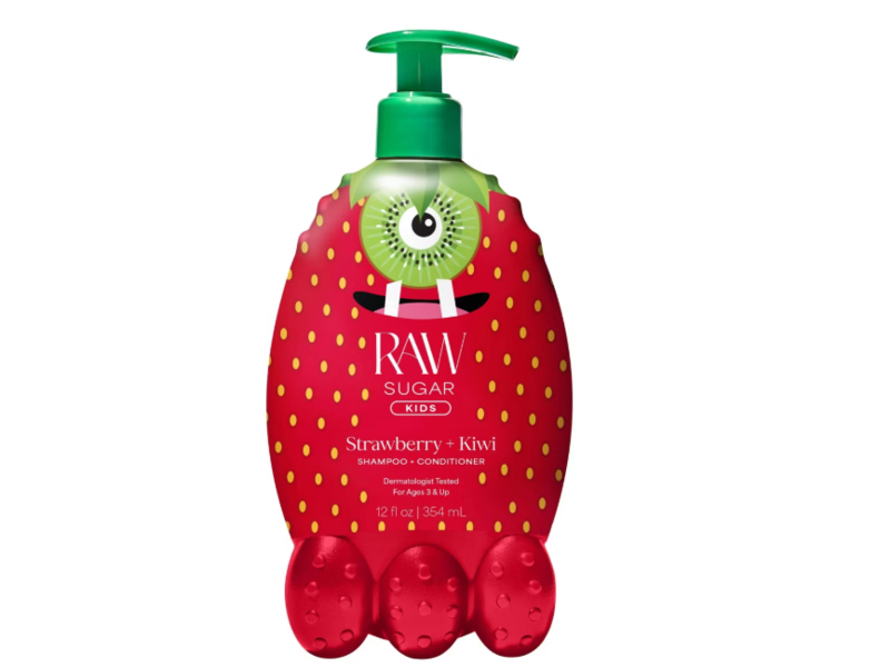 Raw Sugar Kids' Gentle Shampoo + Conditioner, Strawberry Kiwi, 12 fl oz/354 mL