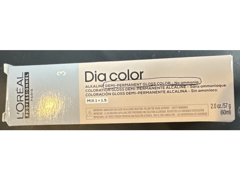 Loreal Professional Dia Alkaline Demi Permanent Gloss Color, Mix 1+1.5, 2 oz/57 g