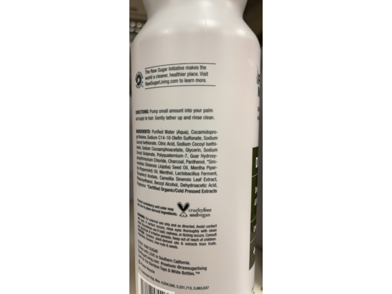 Raw Sugar Men Shampoo & Conditioner, Charcoal + Jojoba + Mint, 18 fl oz/532 mL