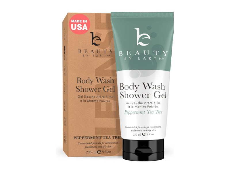 Beauty By Earth Body Wash Shower Gel, Peppermint Tea Tree, 8 fl oz/236 mL