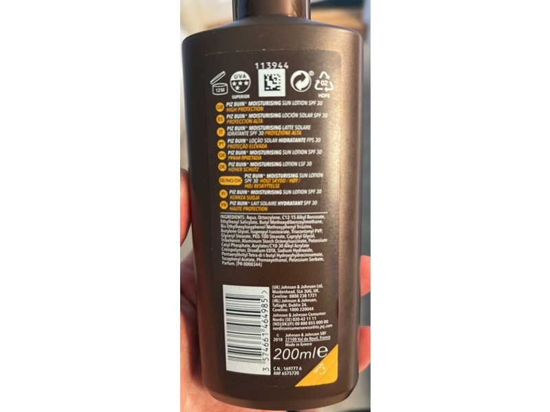 Piz Buin Moisturizing Sun Lotion, SPF 30, 200 mL