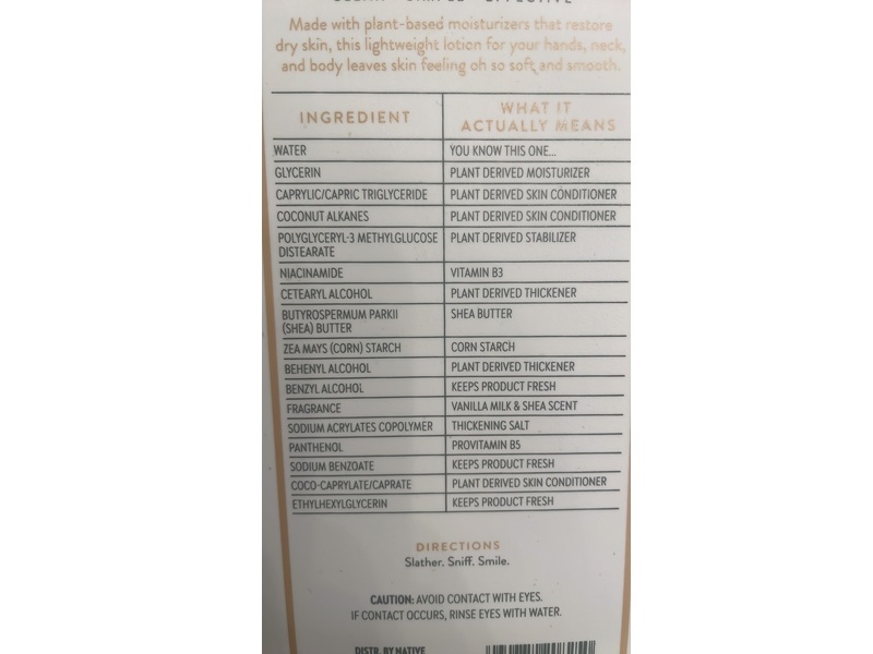 Native Moisturizing Lotion, Milk & Shea, 16.5 fl oz/487 mL