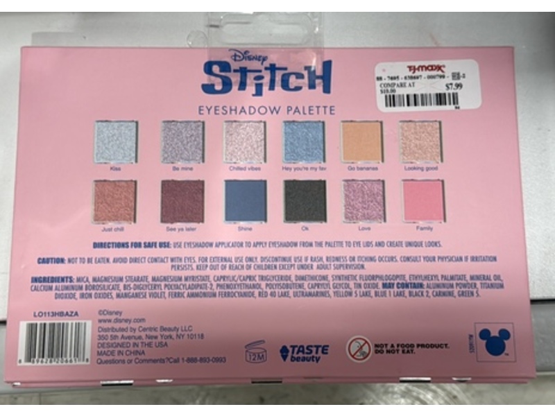 Disney Stitch Taste Beauty Eyeshadow Palette, Mirror, 0.81 oz/23 g