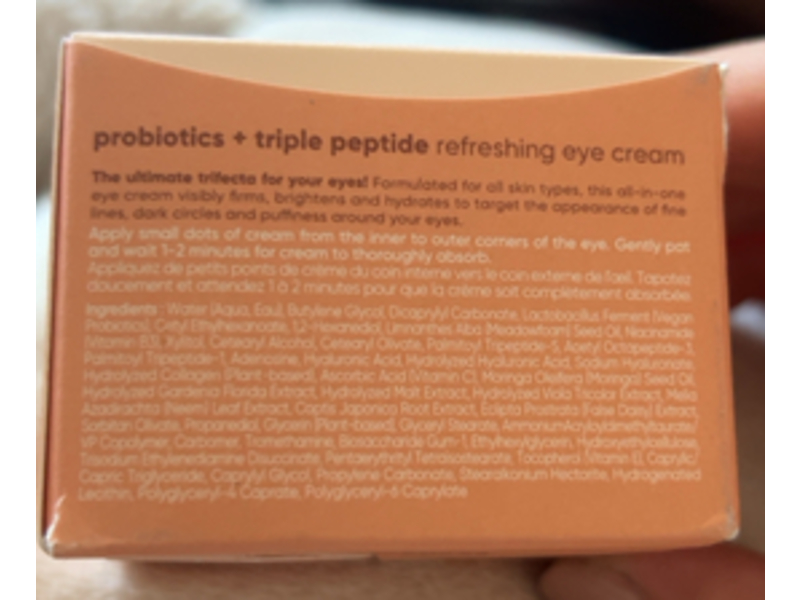 Glowoasis Probiotics + Triple Peptide Refreshing Eye Cream, Niacinamide & Vitamin C, 0.67 fl oz/20 mL