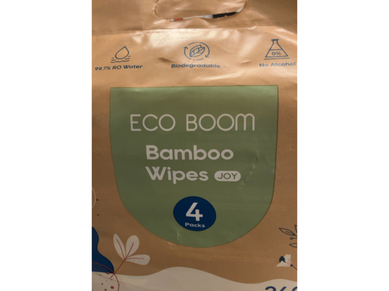 Eco Boom Joy Bamboo Wipes, 240 Count, 4 Packs