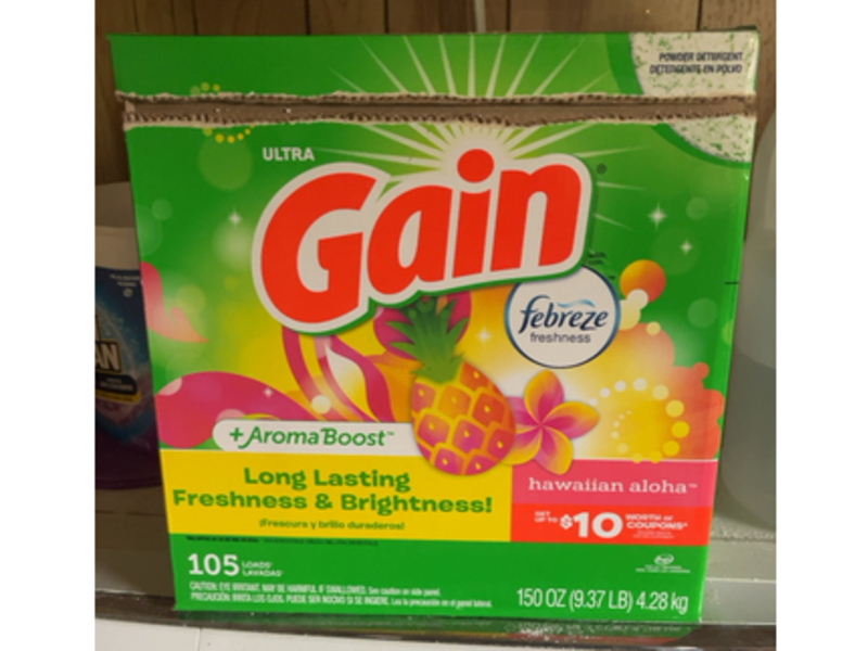 Gain +Aroma Boost Ultra Powder Laundry Detergent, Hawaiian Aloha, 105 Loads, 150 oz/4.28 kg