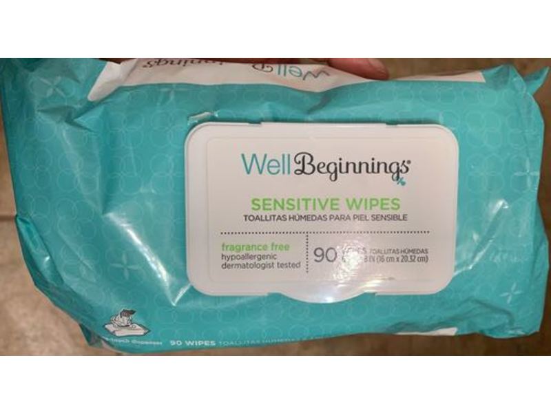 Well Beginnings Sensitive Wipes, Fragrance Free, 90 Count