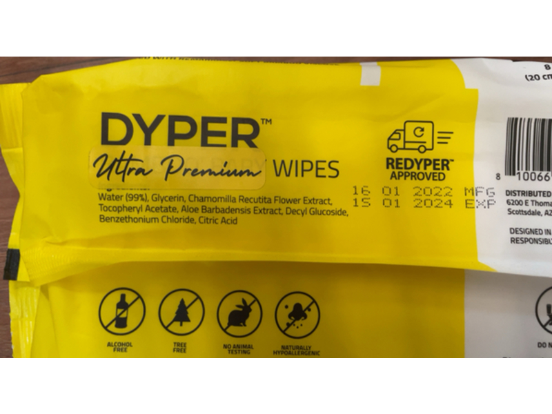 Dyper Ultra Premium Wipes, 60 Counts