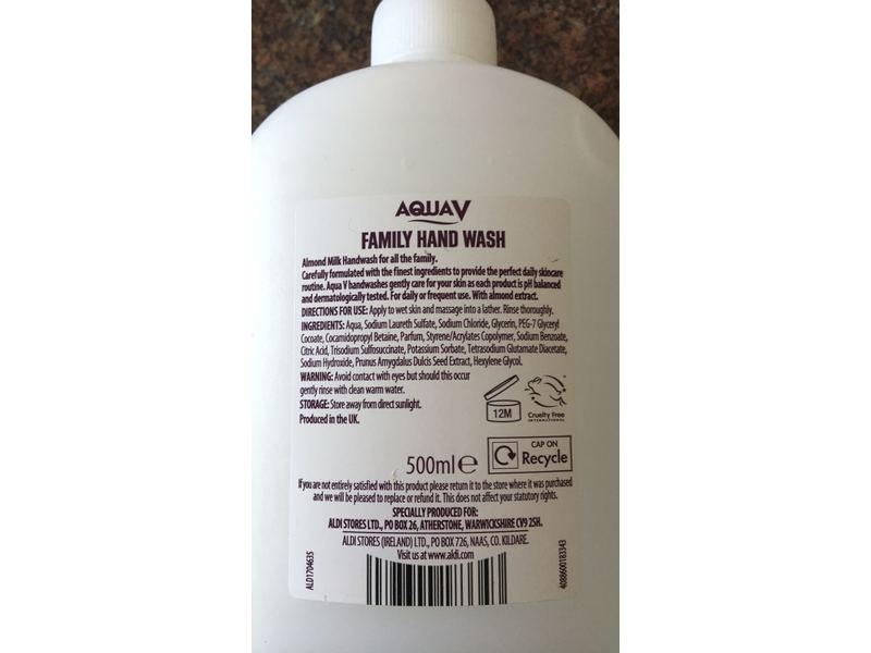 Aquav Moisture Hand Wash, Almond Milk Extract, 500 mL
