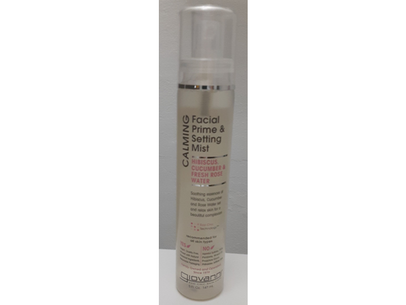 Giovanni Calming Facial Primer & Setting Mist, Hibiscus, Cucumber & Fresh Rose Water, 5 fl oz/147 mL