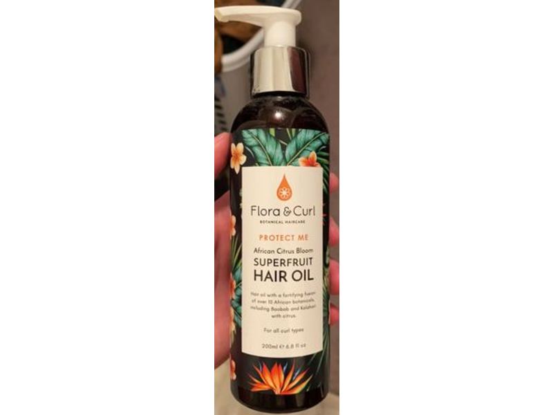 Flora & Curl African Citrus Bloom Superfruit Hair Oil, Protect Me, 6.8 fl oz/200 mL