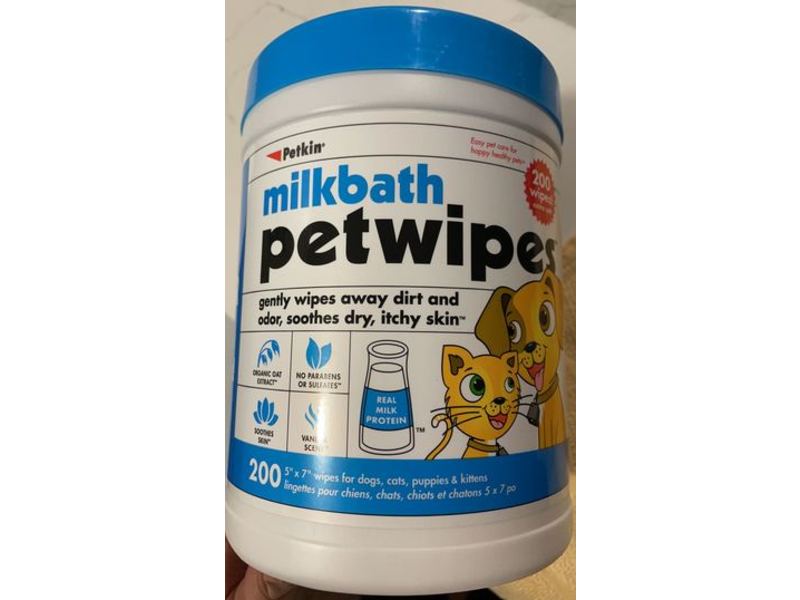 Petkin Milkbath Petwipes, 200 Count