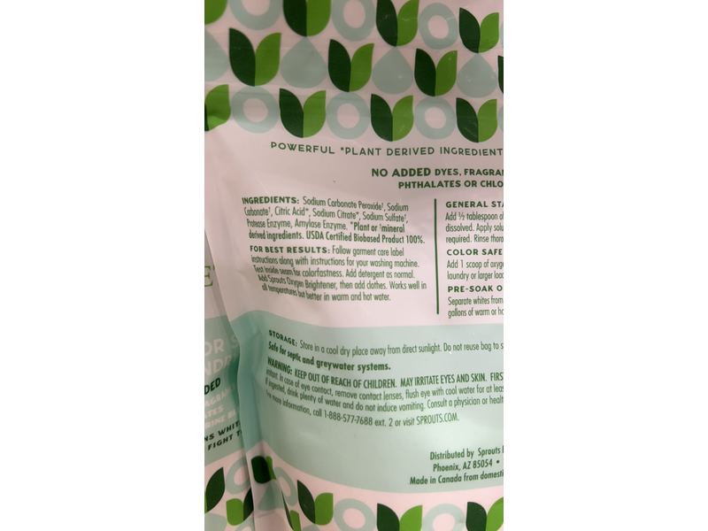 Sprouts Farmers Market Oxygen Brightener, Color Safe, 32 oz/907 g