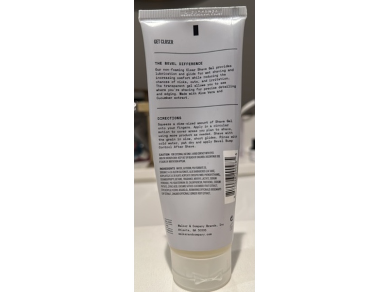 Bevel Clear Shave Gel, Aloe Vera & Cucumber Extract, 4 fl oz/120 mL