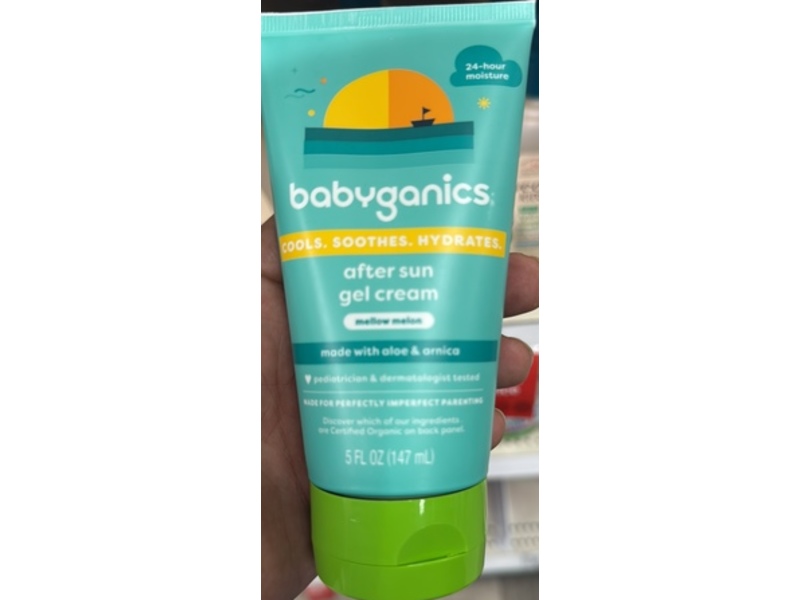 Babyganics After Sun Gel Cream, Mellow Melon, 5 fl oz/147 mL