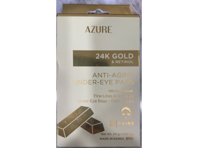 Azure 24K Gold & Retinol Anti Aging Under Eye Patches, 0.88 oz/25 g, 5 Pairs