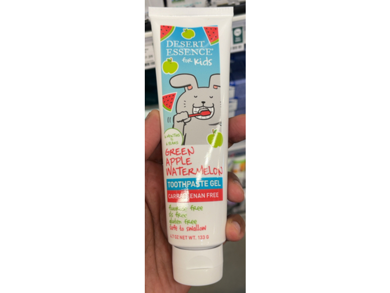 Desert Essence Fluoride Free Toothpaste Gel, Green Apple Watermelon, 4.7 oz/133 g