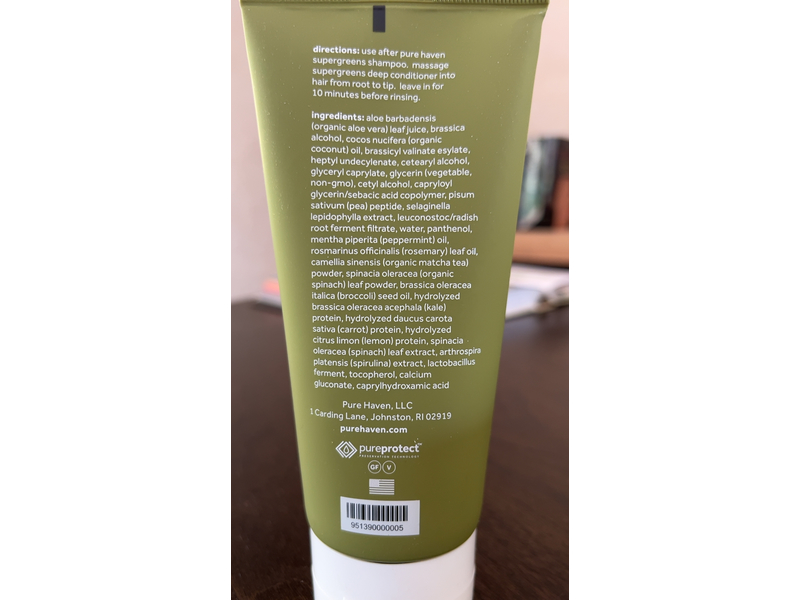Purehaven Body Super Green Deep Conditioner, Kale Matcha Tea + Rosemary Mint, 6 oz/170 g