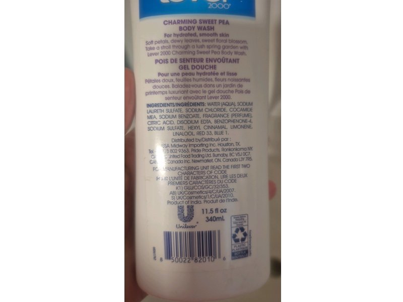 Lever 2000 Body Wash, Charming Sweet Pea, 11.5 fl oz/340 mL