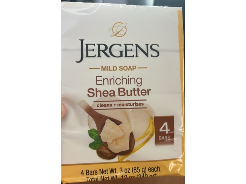 Jergens Mild Soap, Shea Butter, 3 oz/85 g, Pack Of 4