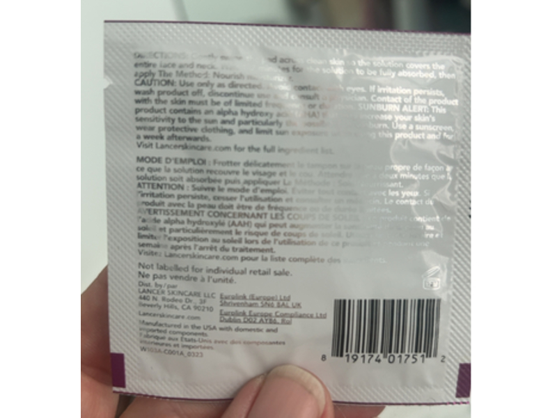 Lancer Gentle Exfoliating Peel Pad, 7% Lactic Acid + Bakuchiol, 45 Count