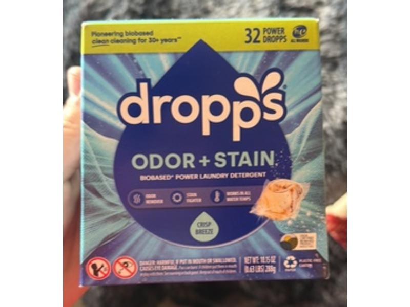 Dropps Odor + Stain Powder Laundry Detergent, Crisp Breeze, 32 Loads, 10.15 oz/288 g