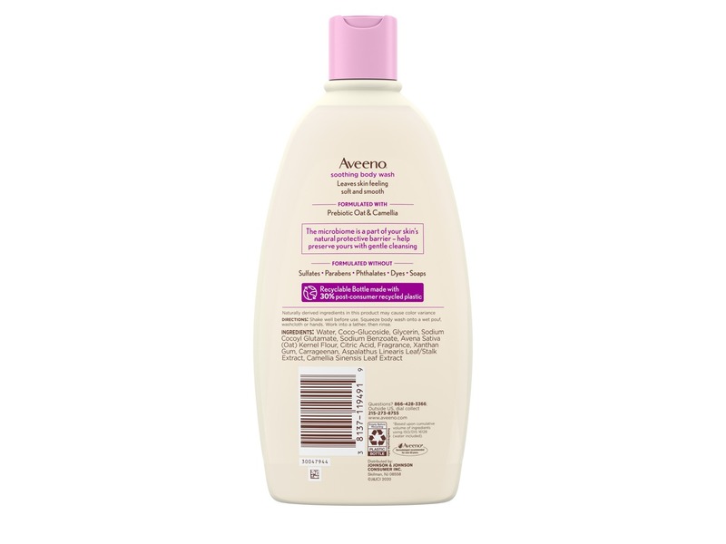 Aveeno Soothing Body Wash, Prebiotic Oat + Camellia, 18 fl oz/532 mL