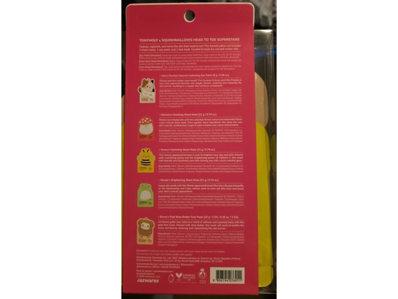 TonyMoly Face & Body Treatment Masks, Head To Toe Superstars, 5 Counts