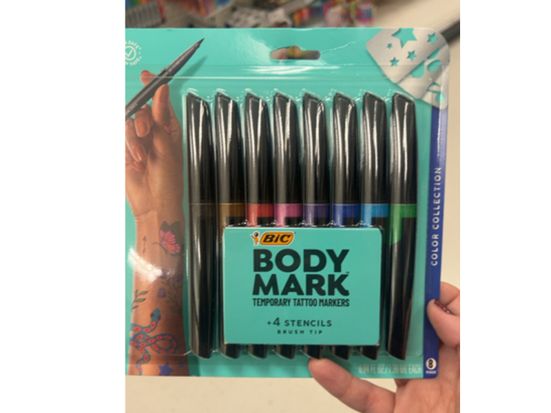 BIC Body Mark Temporary Tattoo Markers, 0.04 fl oz/1.30 mL, 8 Count