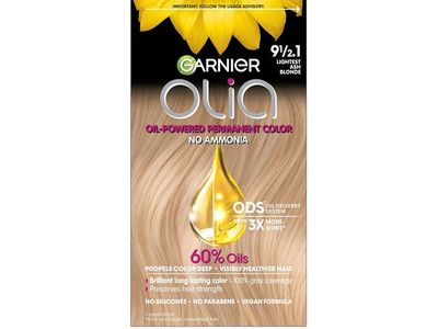 Garnier Olia Oil-Powered Permanent Color, 9 1/2.1 Lightest Ash Blonde, 1 Application