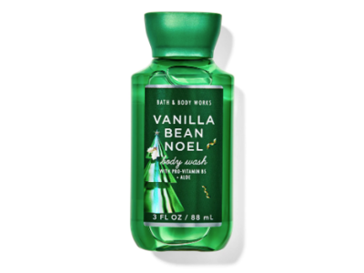 Bath & Body Works Vanilla Bean Noel Body Wash, Pro-Vitamin B5 + Aloe, 3 fl oz/88 mL