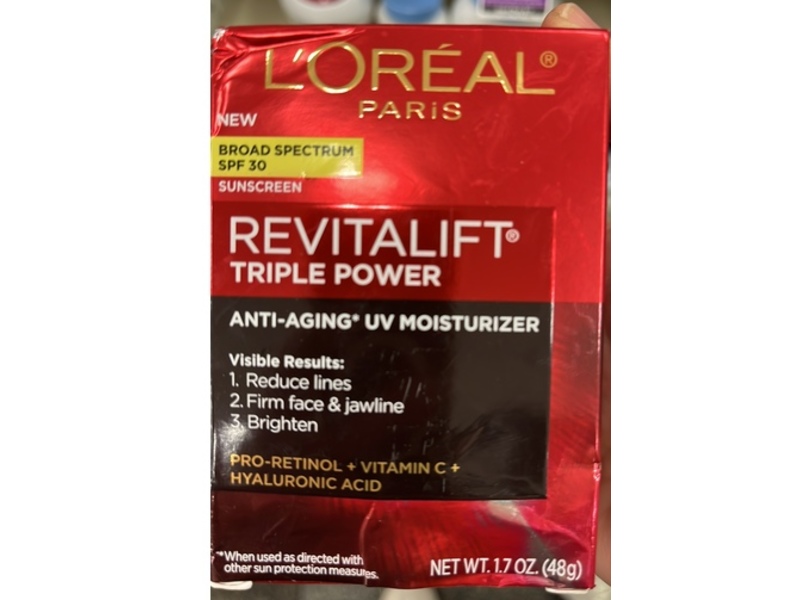 L'Oreal Paris Revitalift Triple Power Sunscreen, SPF 30, 1.7 oz/48 g