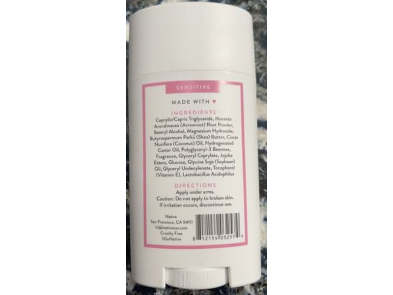 Native Sensitive Deodorant, Jasmine & Cherry Blossom, 2.65 oz/75 g