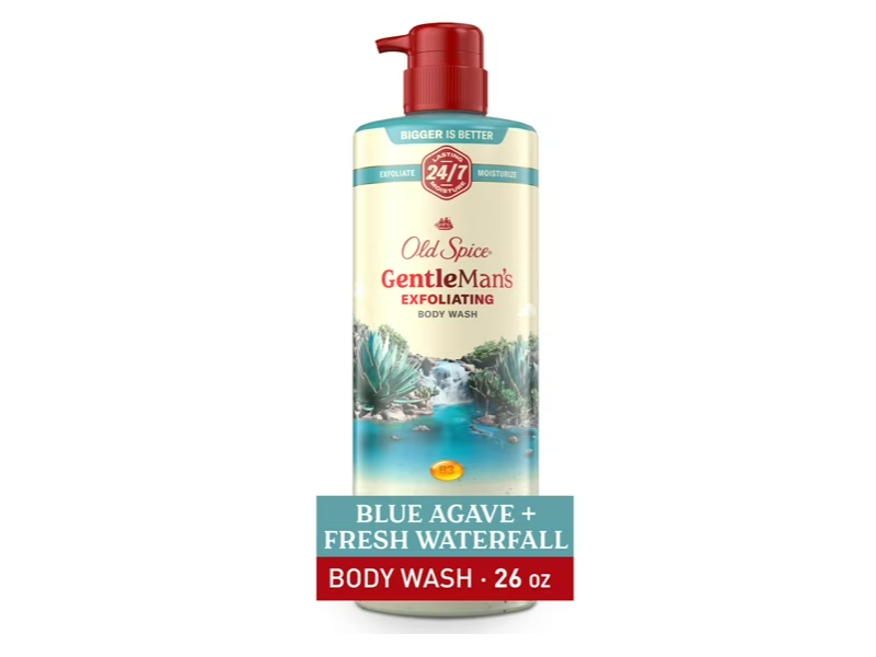 Old Spice Gentle Man's Exfoliating Body Wash, Blue Agave, 26 fl oz/768 mL