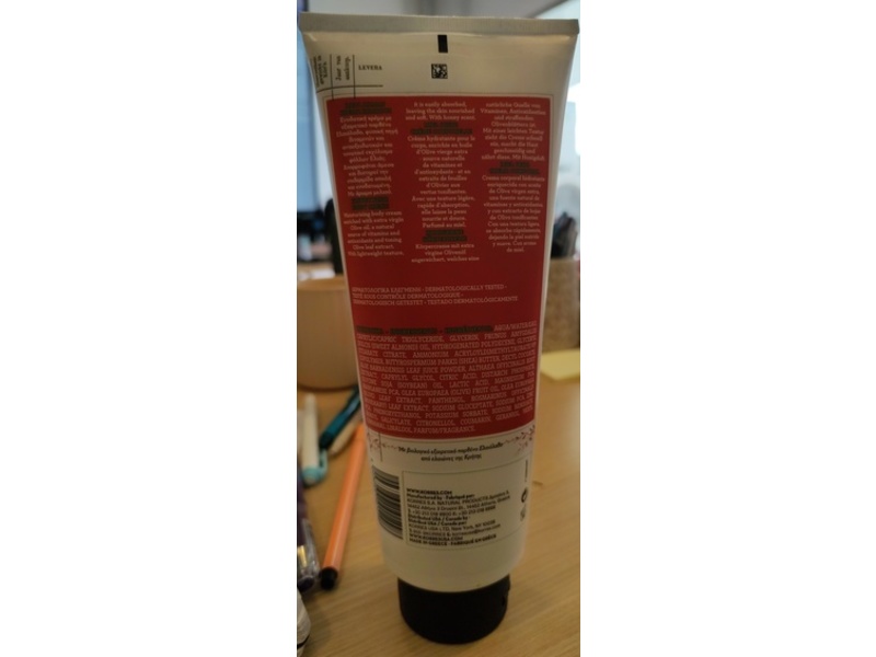 Korres Pure Greek Olive Body Cream, Honey Pear, 13.53 fl oz/400 mL