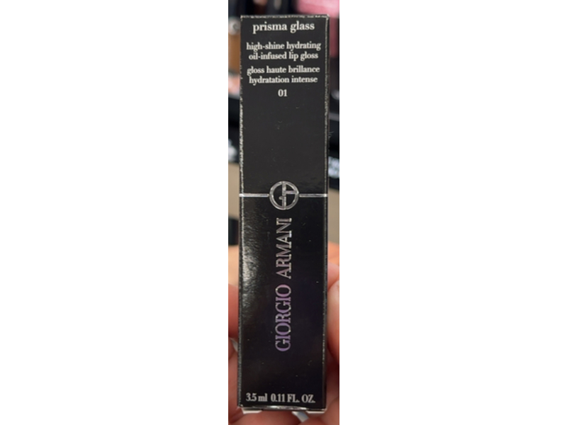 Giorgio Armani Prisma Glass Lip Gloss, 01, Clear Shine, 0.11 fl oz/3.5 mL