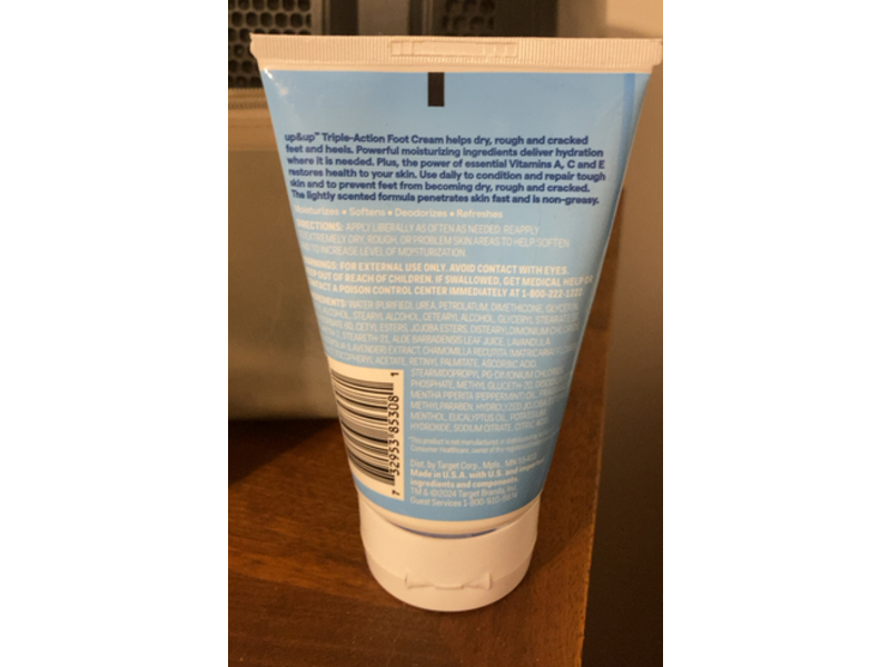 Up & Up Triple Action Foot Cream, 4 oz/113 g