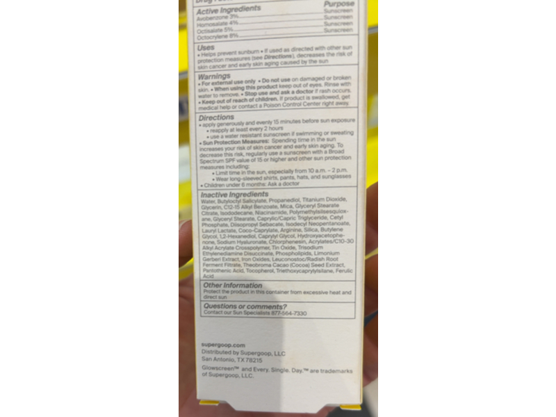 Supergoop Glow Screen Sunscreen, Dawn, SPF 40, 1.7 fl oz/50 mL