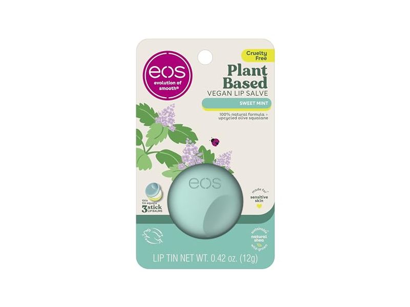 Eos Plant-Based Vegan Lip Salve, Sweet Mint, 0.42 oz/12 g