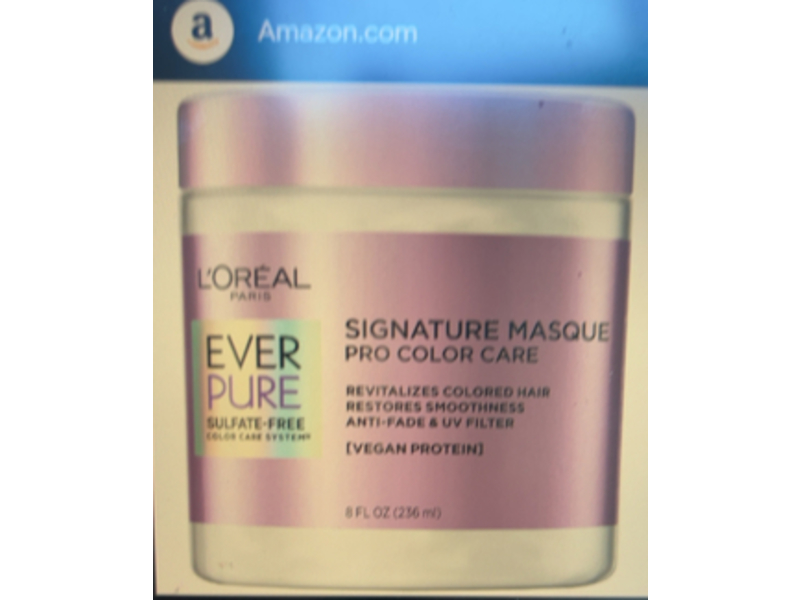 L'Oreal Paris EverPure Signature Masque Pro Color Care, Sulfate Free , 8 fl oz/236 mL