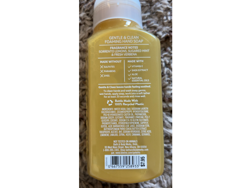 Bath & Body Works Gentle & Clean Foaming Hand Soap, Sugared Lemon Zest, 8.75 fl oz/259 mL