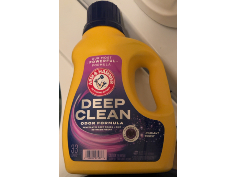 Arm & Hammer Deep Clean Odor Formula Liquid Laundry Detergent, Radiant Burst, 33 Loads, 57.8 fl oz/1.7 L