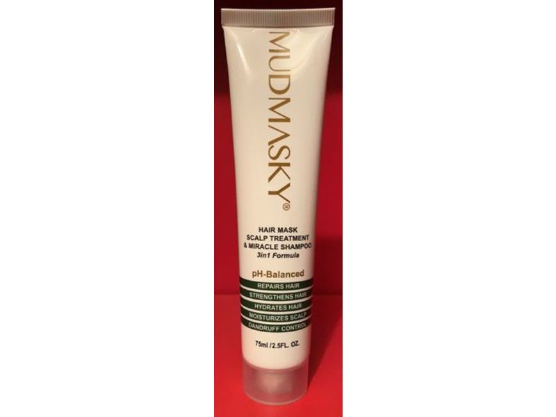 Mudmasky 3 In 1 Hair Mask + Scalp Treatment & Miracle Shampoo, 2.5 fl oz/75 mL
