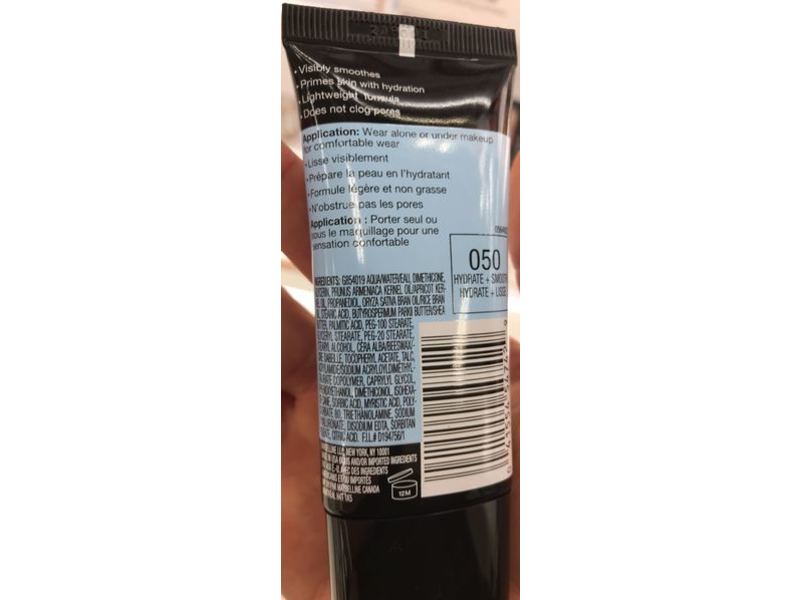 Maybelline New York Master Prime By Facestudio Primer + Base, Hydrate + Smooth 050, 1.0 fl oz/30 mL