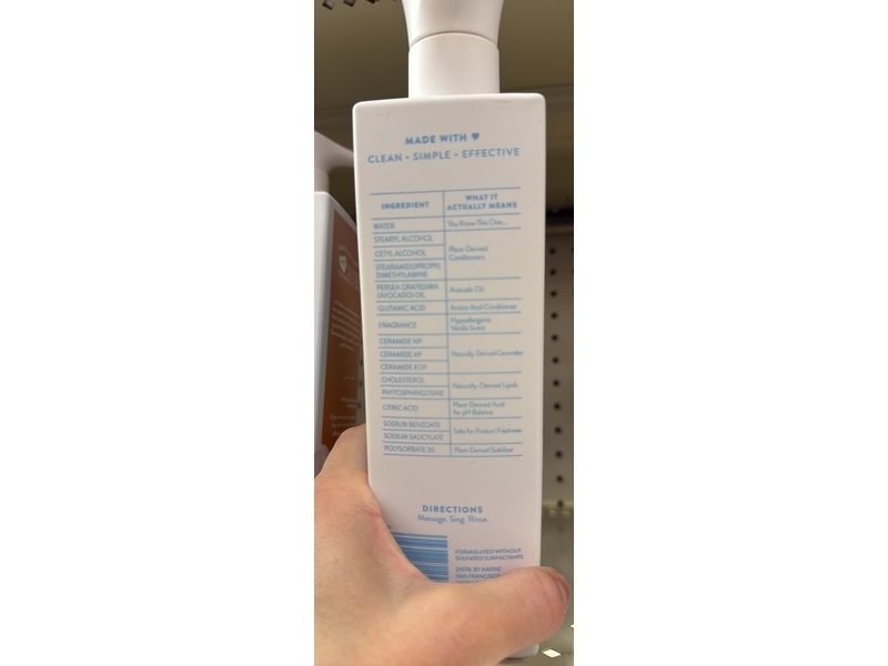 Native Sensitive Series Balancing Conditioner, Bare Vanilla, 18 fl oz/532 mL